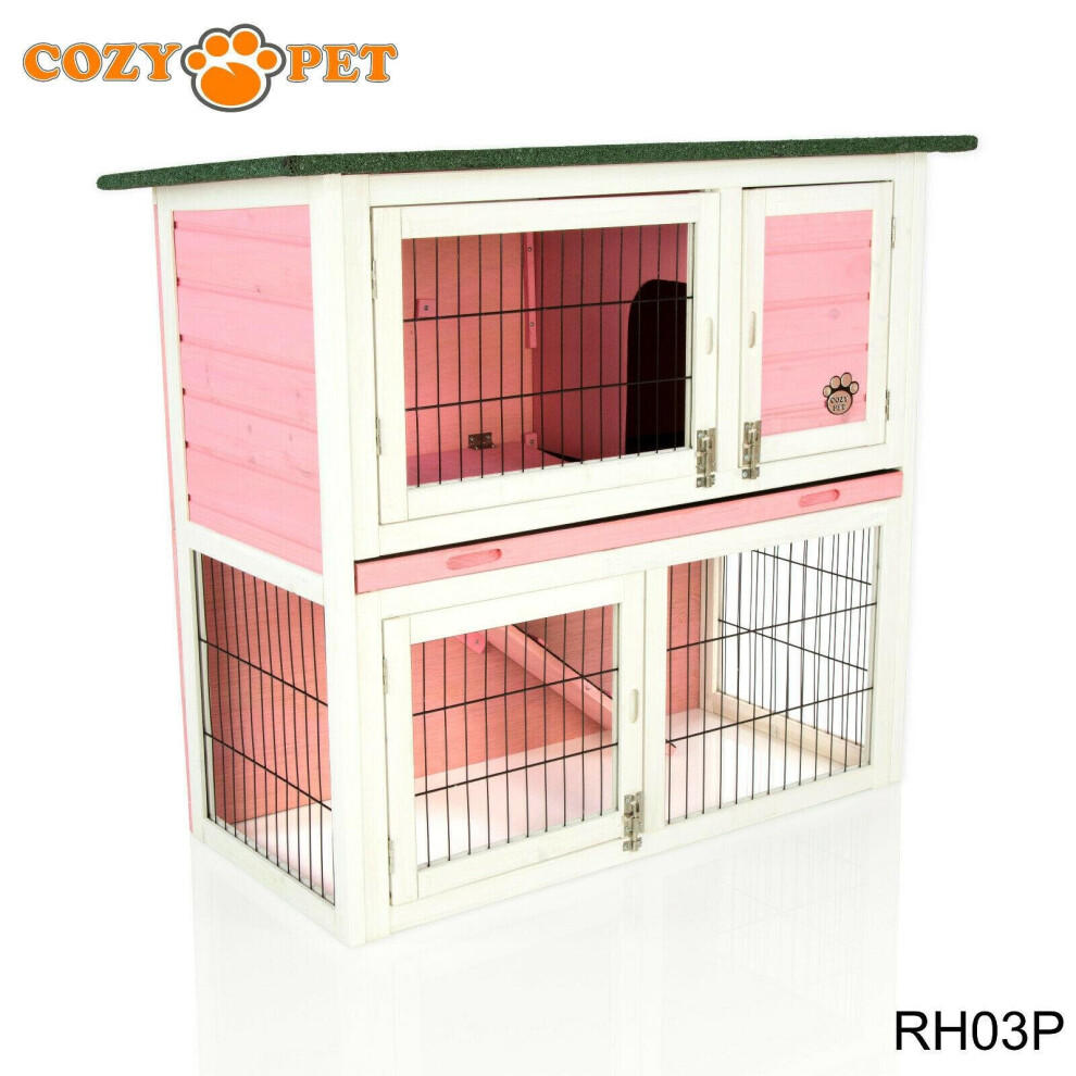 Rabbit Hutch 3ft Cozy Pet Pink Guinea Pig Hutches Run Rabbit Ferret Runs RH03P