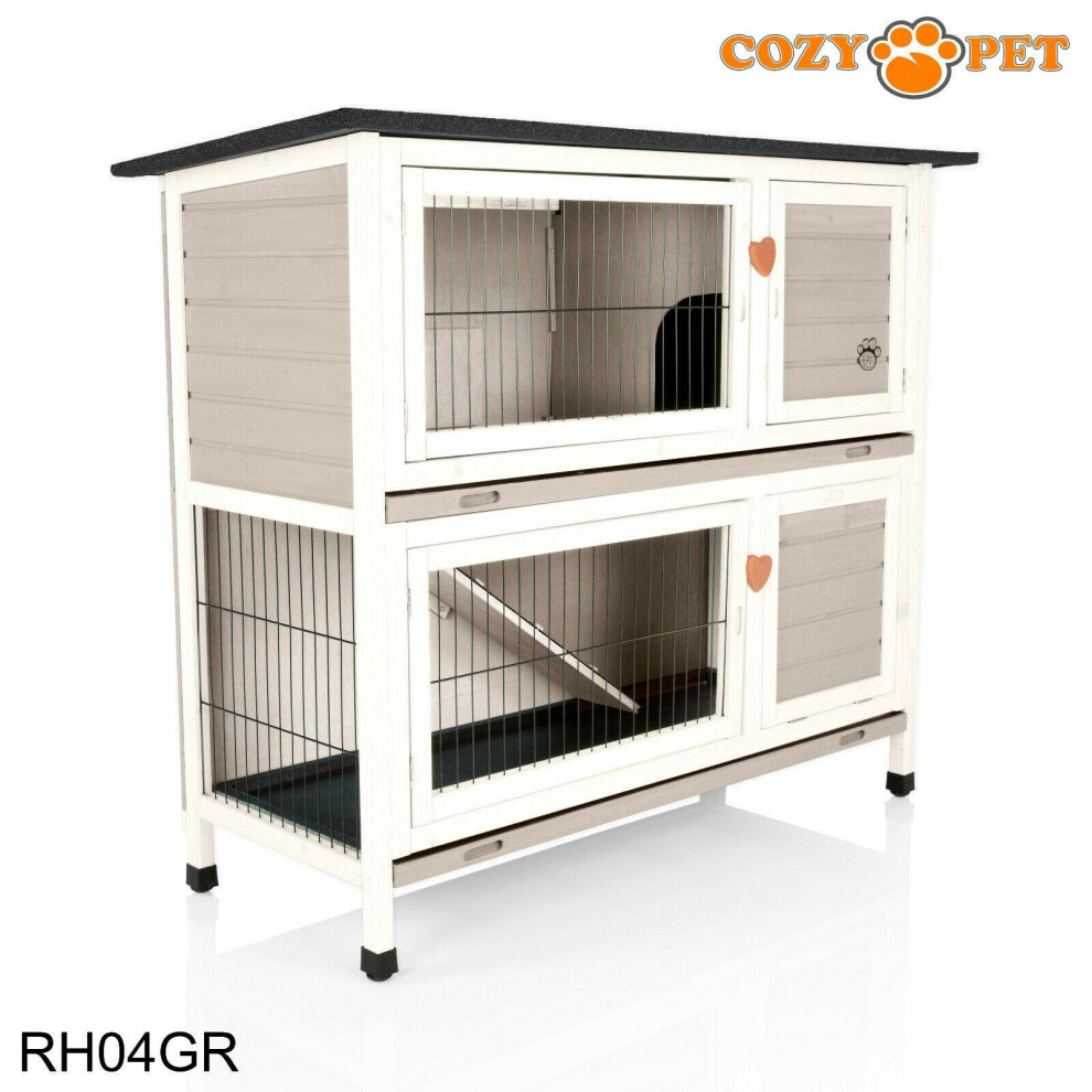 Rabbit Hutch Cozy Pet 4 ft Grey 2 Levels Guinea Pig Hutches Run Ferret Runs