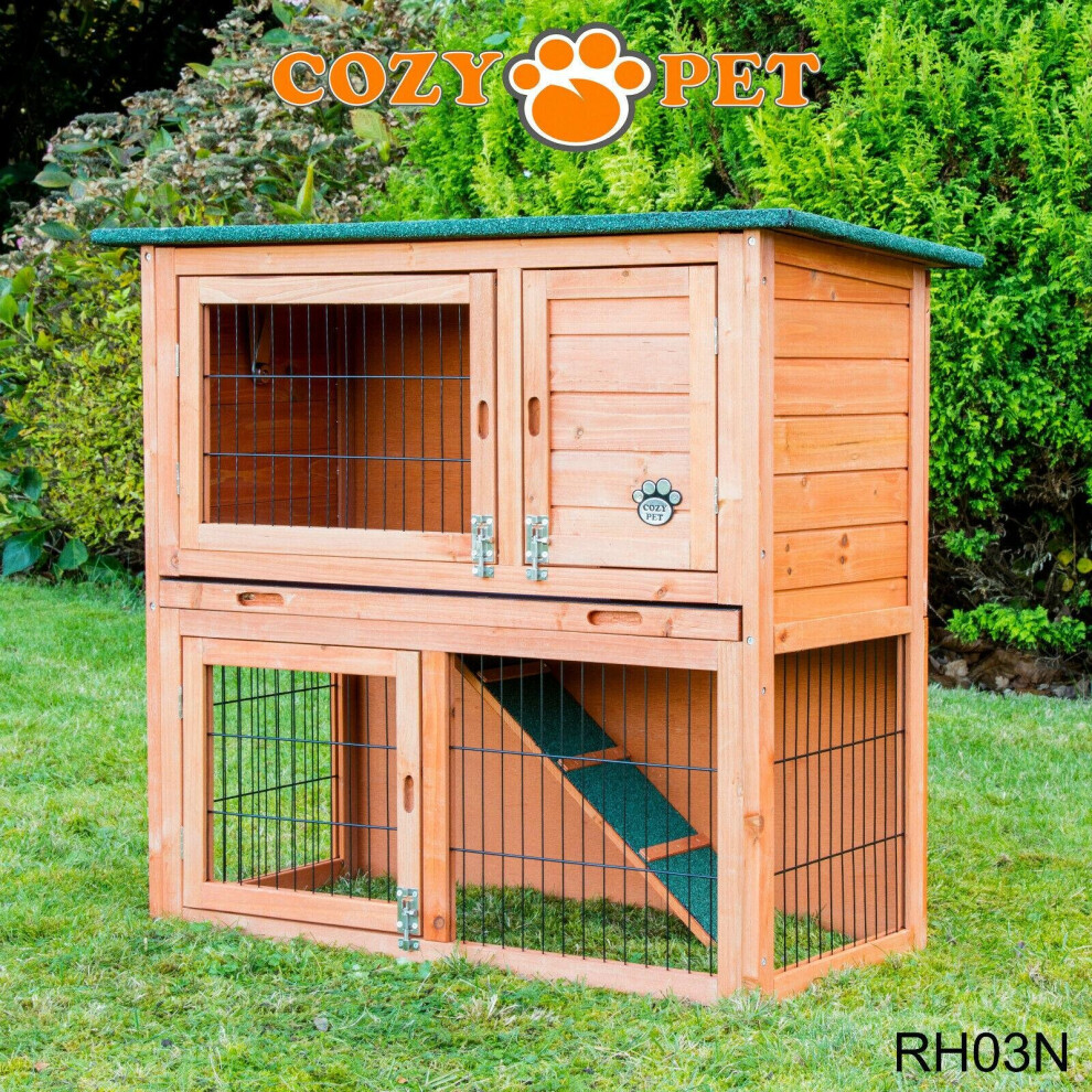 Rabbit Hutch 3ft Cozy Pet Natural Guinea Pig Hutches Run Ferret Runs RH03N