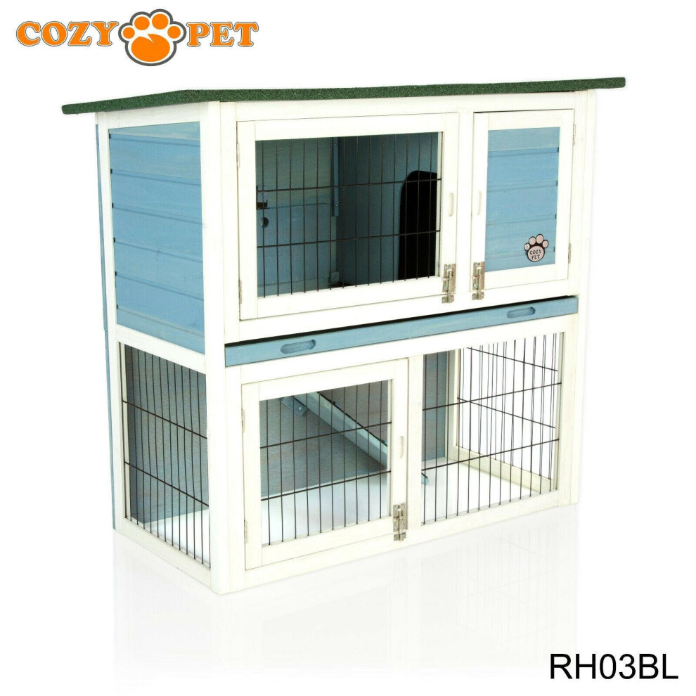 Rabbit Hutch 3ft Cozy Pet Blue Guinea Pig Hutches Run Rabbit Ferret Runs RH03BL