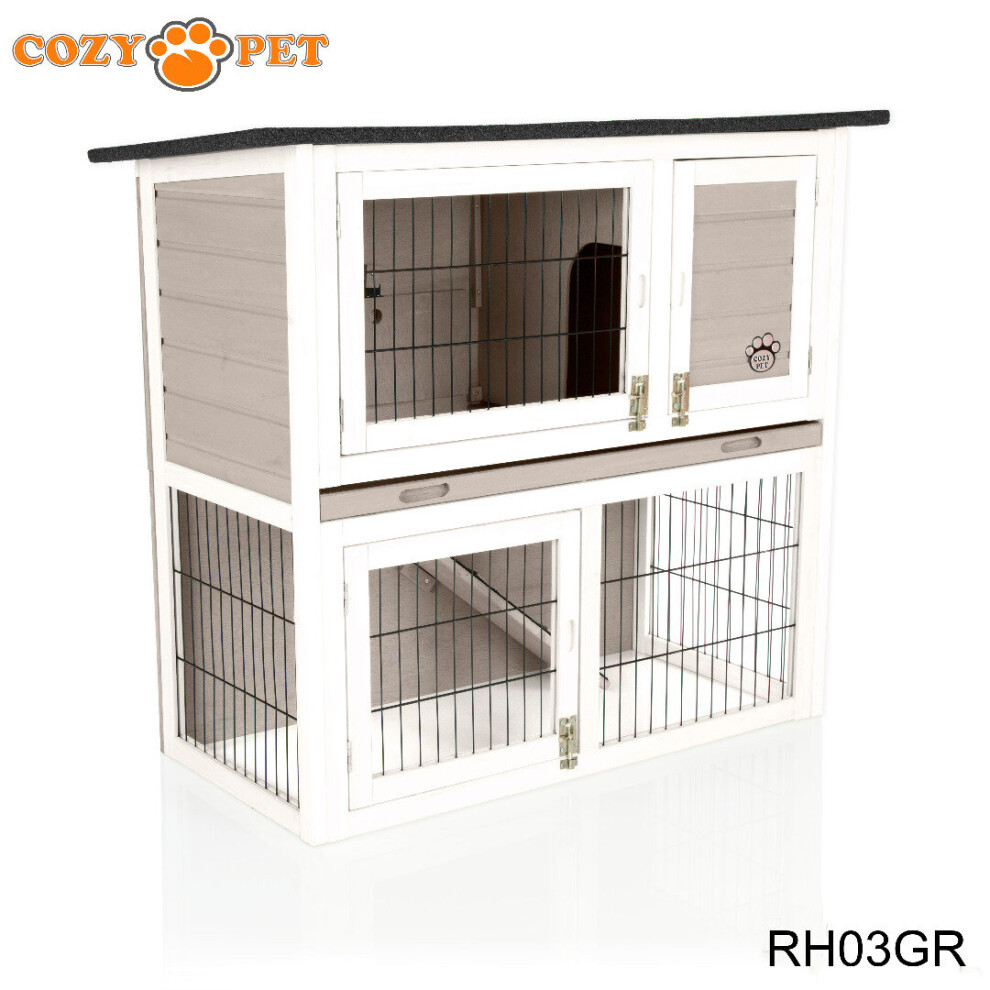 Rabbit Hutch 3ft Cozy Pet Grey Guinea Pig Hutches Run Ferret Runs RH03GR