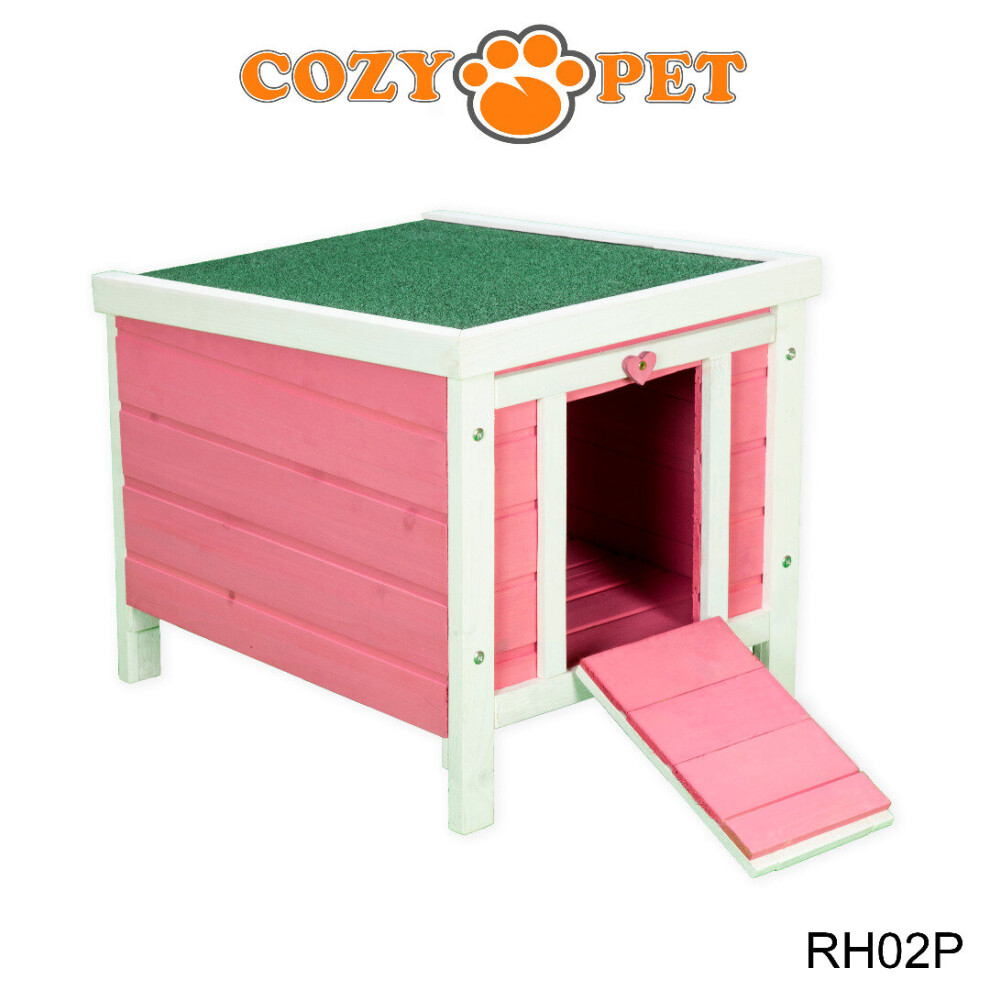 Rabbit Hutch Hide Pink Cozy Pet Guinea Pig Hutches Hedgehog Run Tortoise RH02P