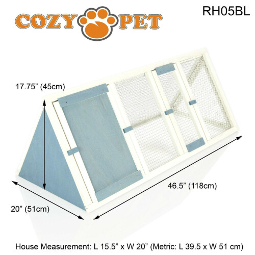 COZY PET Triangular Rabbit Hutch Cozy Pet Blue Guinea Pig Hutches Ferret Runs RH05BL 1