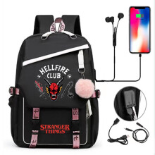 (6 #) Stranger Things Backpack School bag Unisex Travel Laptop Backpack keychain
