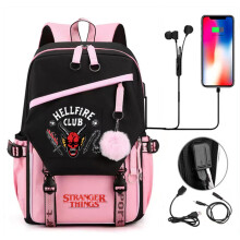(4 #) Stranger Things Backpack School bag Unisex Travel Laptop Backpack keychain