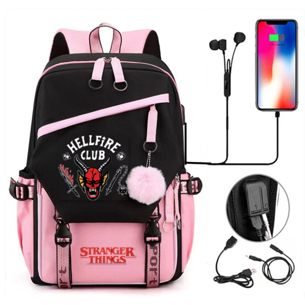 4 Stranger Things Backpack School bag Unisex Travel Laptop Backpack keychain