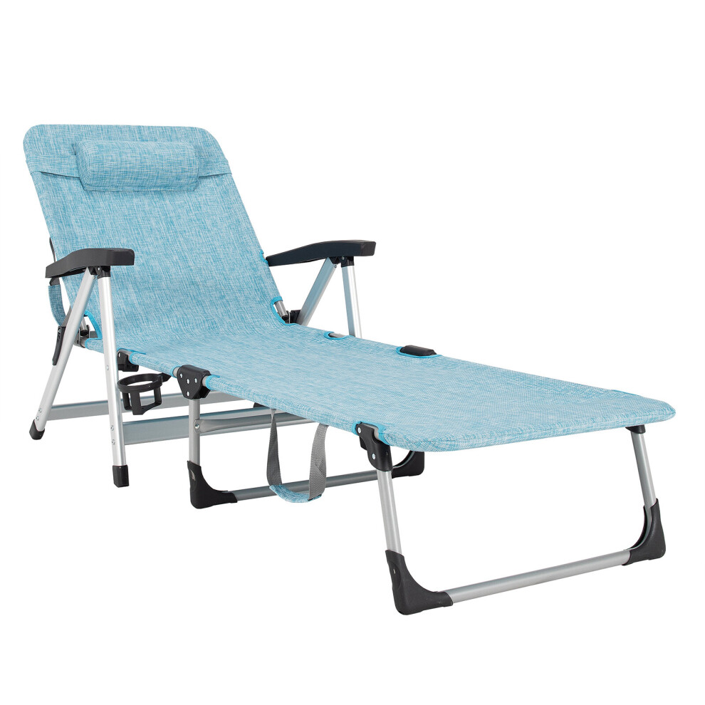 Folding Outdoor Chaise Lounge 7 Positions Adjustable Recliner