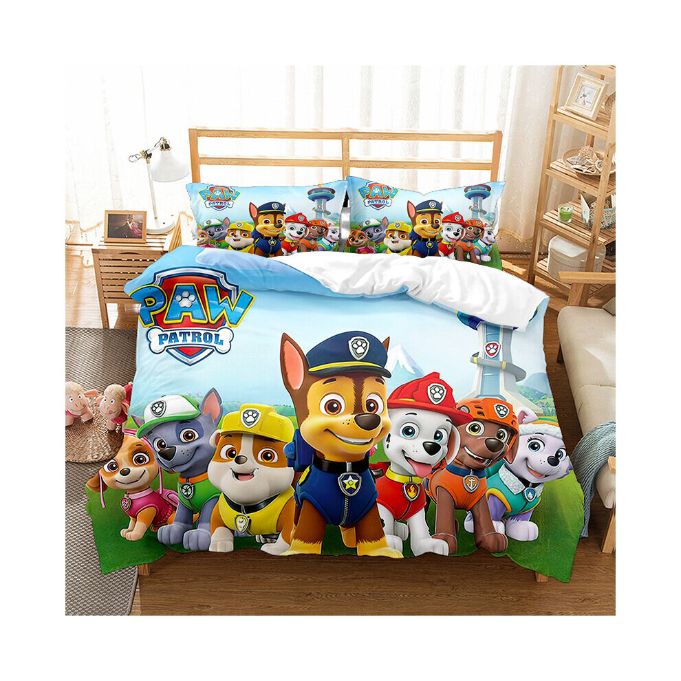 (Double-200x200cm, 6) Paw Patrol Team 3D Bedding Single Double Down Children's Quilt Cover Set