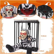 (Bandana Prisoner) Scary Talking Prisoner Halloween Decorations Indoor Animatronics Pranks Halloween Decor Props with Motion Sensor and Light House Bar Decor Pranks