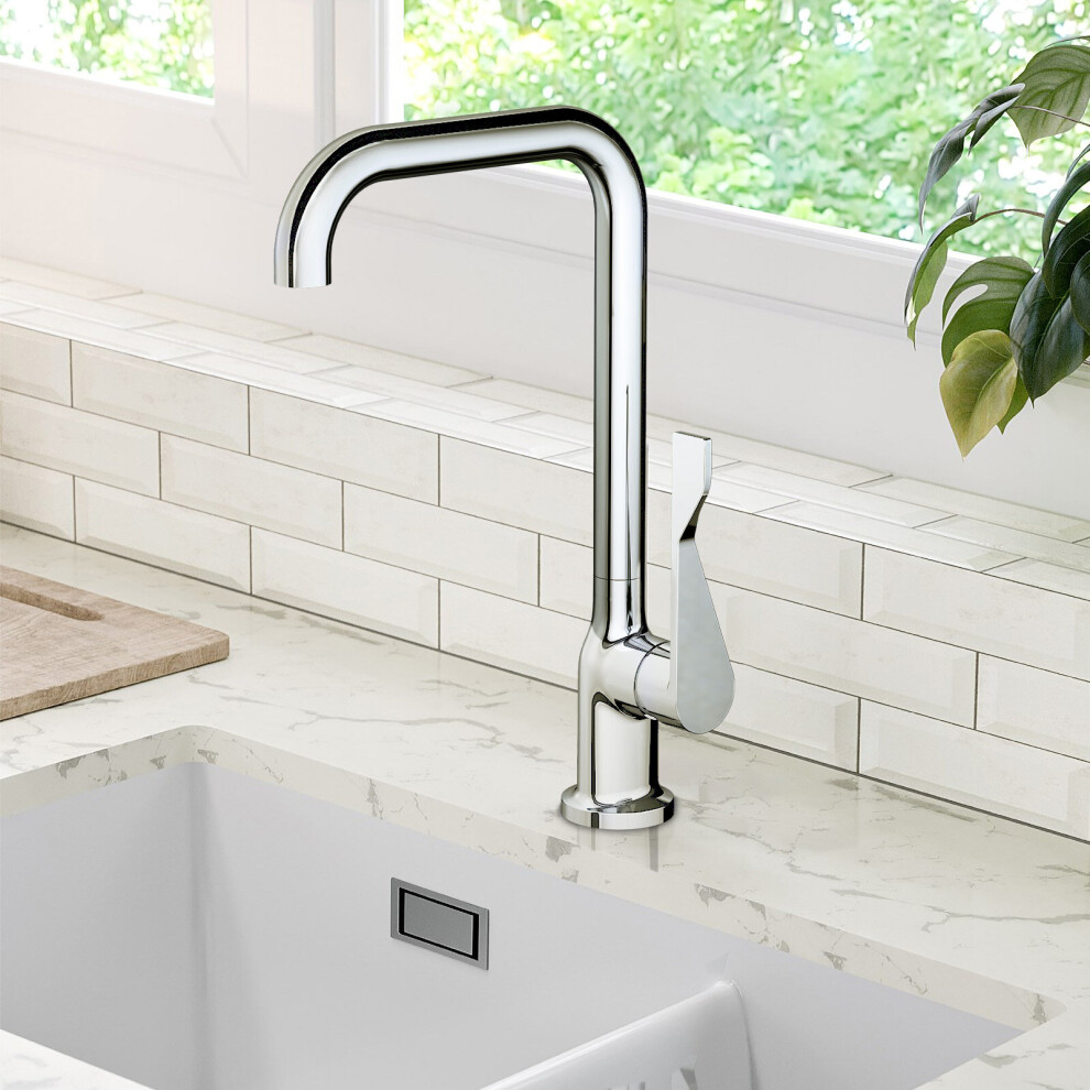 Single Lever Swivel Spout Kitchen Sink Mixer Tap Modern Polished Chrome