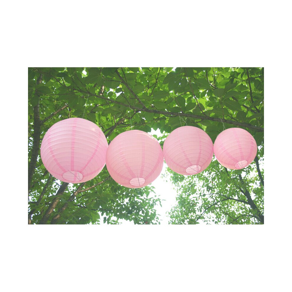 (Light Pink, 5PCS - 8"(20cm)) Time to Sparkle Tissue Paper Round Lanterns Lamp Shade Wedding Birthday Party Decoration