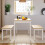 Living And Home (White&Brown) 3 Piece Modern Wood Dining Table and Benches Set 2