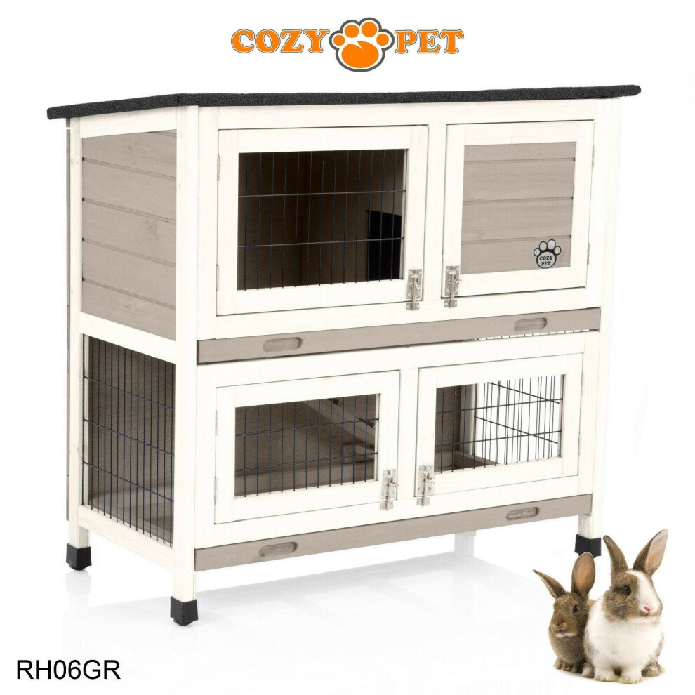 Rabbit Hutch 3ft Cozy Pet Grey Guinea Pig Hutches Run Ferret RH06GR