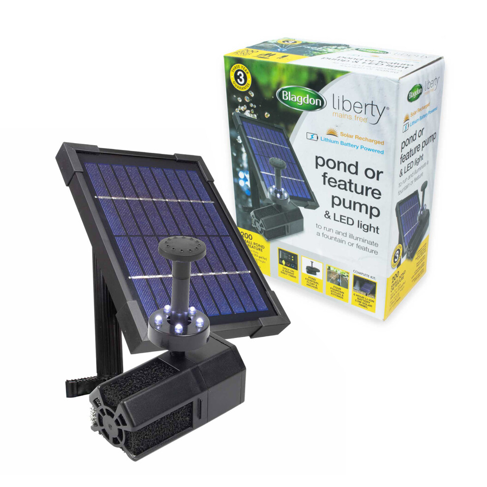 Blagdon Liberty 200 Solar Powered Battery Pond Pump and LED Lights