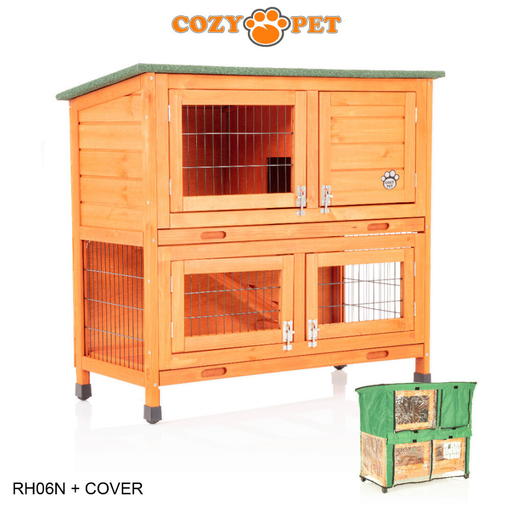 Rabbit Hutch 3ft Natural with Cover Cozy Pet Guinea Pig Run Ferret Runs RH06N