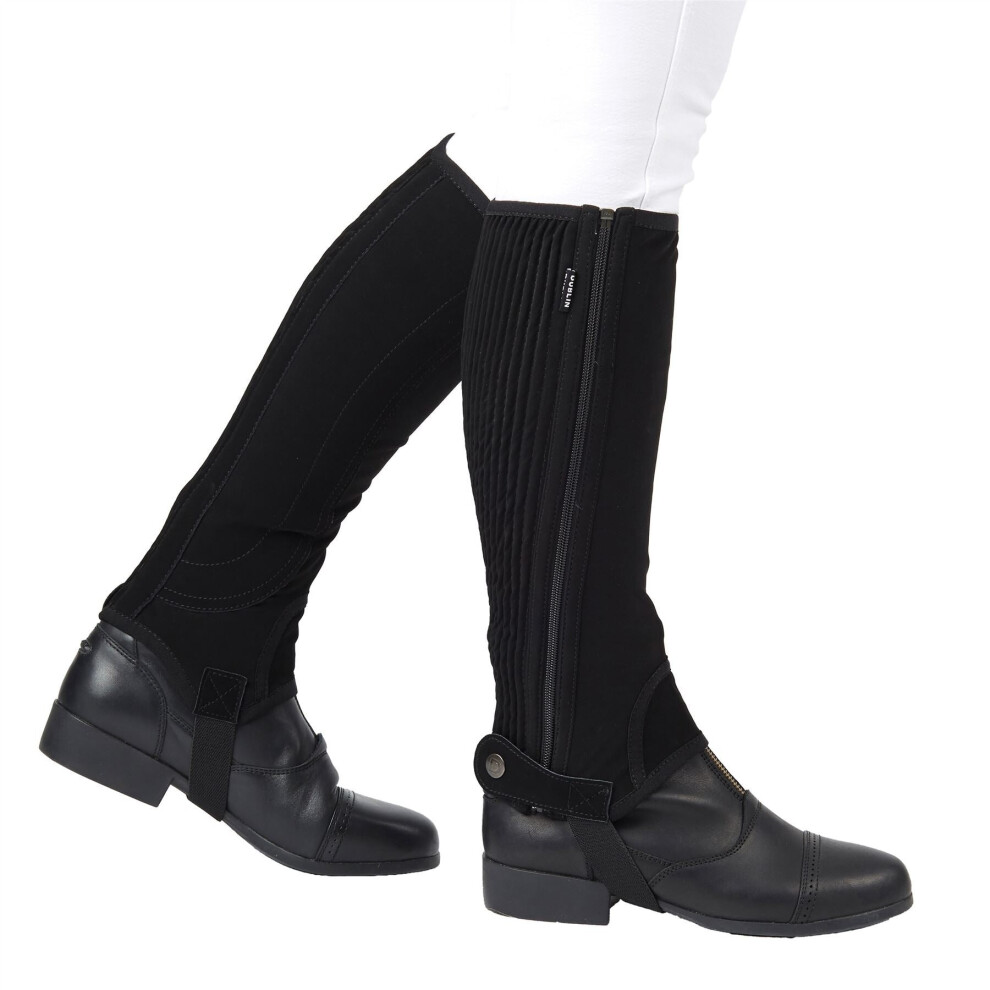 (Black, Adults X-Large Standard Calf) Dublin Adults Easy-Care Half Chaps