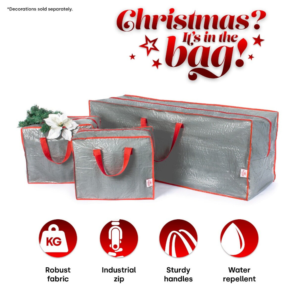 Christmas Village 3Pcs Large Heavy Duty XMAS CHRISTMAS TREE Home STORAGE BAG Zip Sack Holder Grey