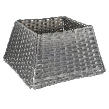 (SQUARE) Christmas Village Xmas Christmas Tree Rattan Wicker Skirt Stand Base Basket Cover Tidy Decor Grey