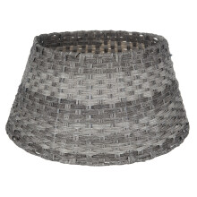 (ROUND) Christmas Village Xmas Christmas Tree Rattan Wicker Skirt Stand Base Basket Cover Tidy Decor Grey