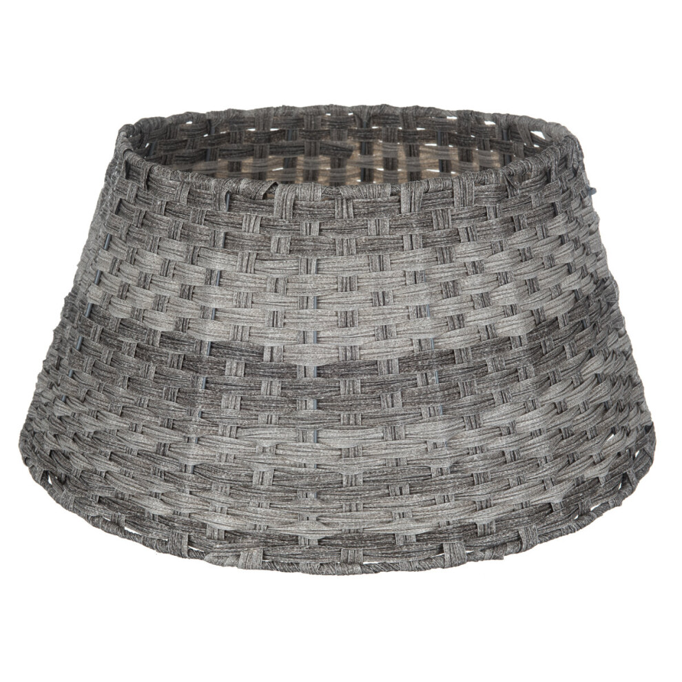Christmas Village (Round) Xmas Christmas Tree Rattan Wicker Skirt Stand Base Basket Cover Tidy Decor Grey