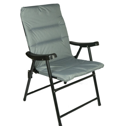 Hyfive Cushioned Padded Folding Deck Chair Grey 1