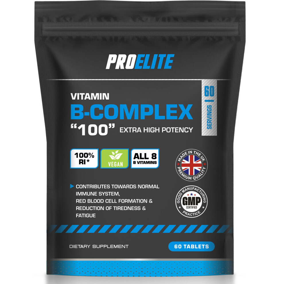 Pro Elite (60 Tablets) Vitamin B Complex Vegan Tablets B1 B2 B3 B5 B6 B12
