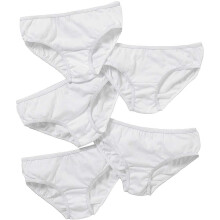 (8-9 Years, White) Just Essentials Girls Back To School 5 Pack Plain Printed Briefs