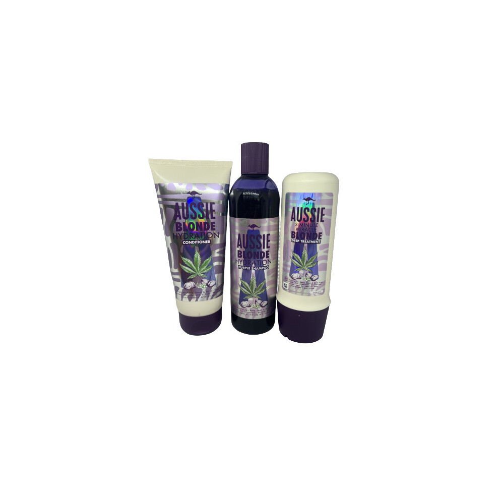 Aussie Blonde Shampoo, Conditioner, Deep Treatment Hydration Set