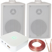 80W Mini WiFi Stereo Amplifier & 4x 60W White Wall Mounted Speaker Audio System