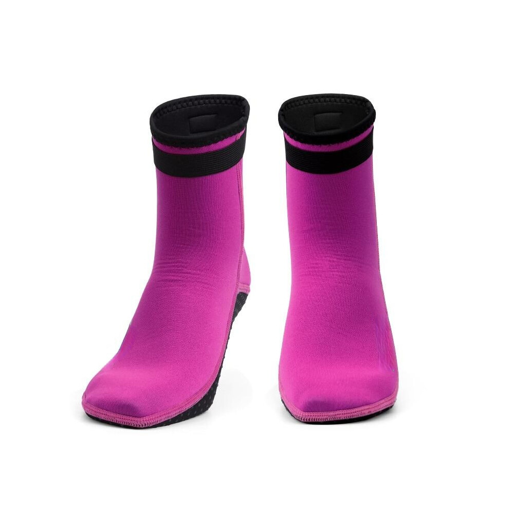 (Rose Red, M) Neoprene Diving Socks Boots Anti Slip Beach Warm Wet-suit Snorkel Surfing Swim