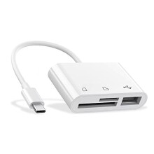 USB C to Micro SD TF Memory Card Reader, Compatible with iPad Pro, MacBook Pro/Air, Chromebook, 3-in-1 USB Camera Card Reader Adapter for XPS, Galaxy