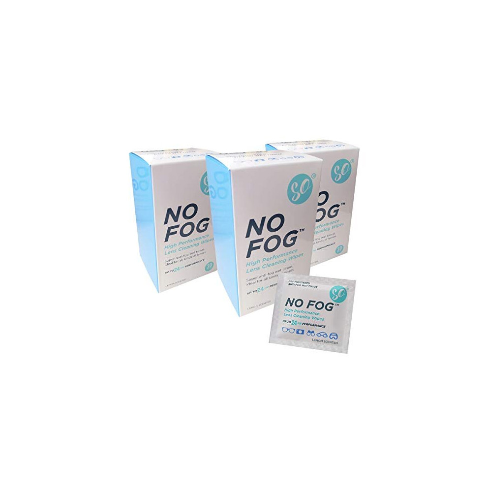 SO NO Fog Anti-Fog Wipes, Steamed Up Glasses, Glasses Cleaning, Fog Wipes, Lens Cleaning 90 Pack