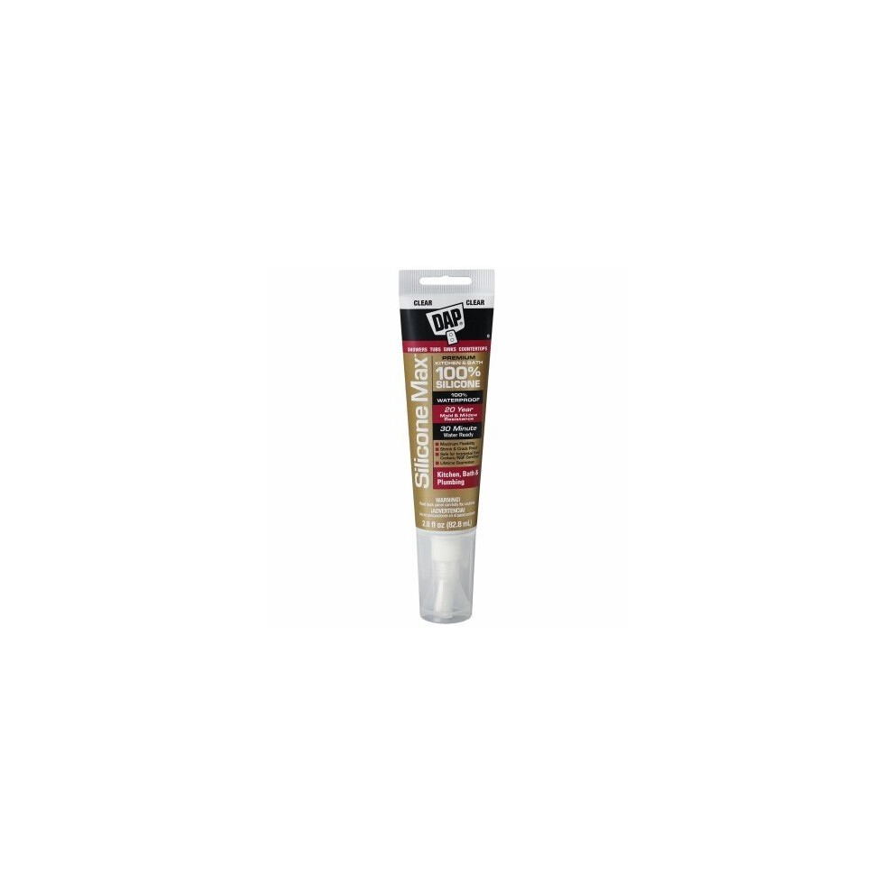 Silicone Max Premium Kitchen And Bath Sealant, 100% Silicone, Clear, 2.8-Oz. -08794 070798087941