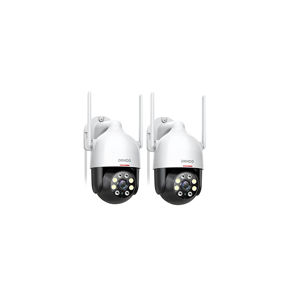 2K HD Security Camera Outdoor, DEKCO CCTV Camera with Auto Tracking, Sound-Light Alarm, WiFi Home Security Camera Support Pan-Tilt 360° View, 2-Way