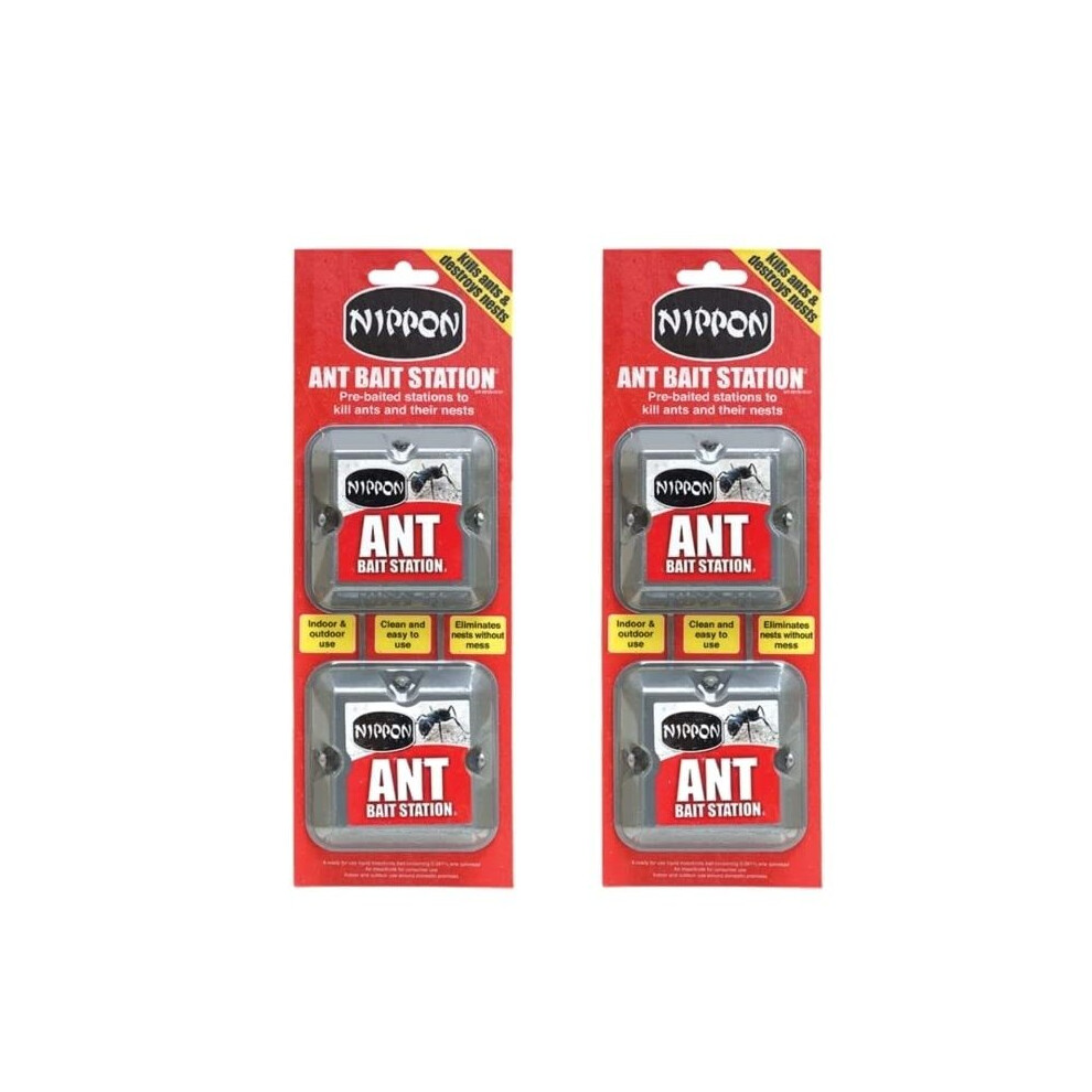 2 x Nippon Ant Bait StationTwin Pack with a Thank You Sticker - Ant and Nest Killer- Strongest Ant Control System- Ant Traps used Indoors & Outdoors