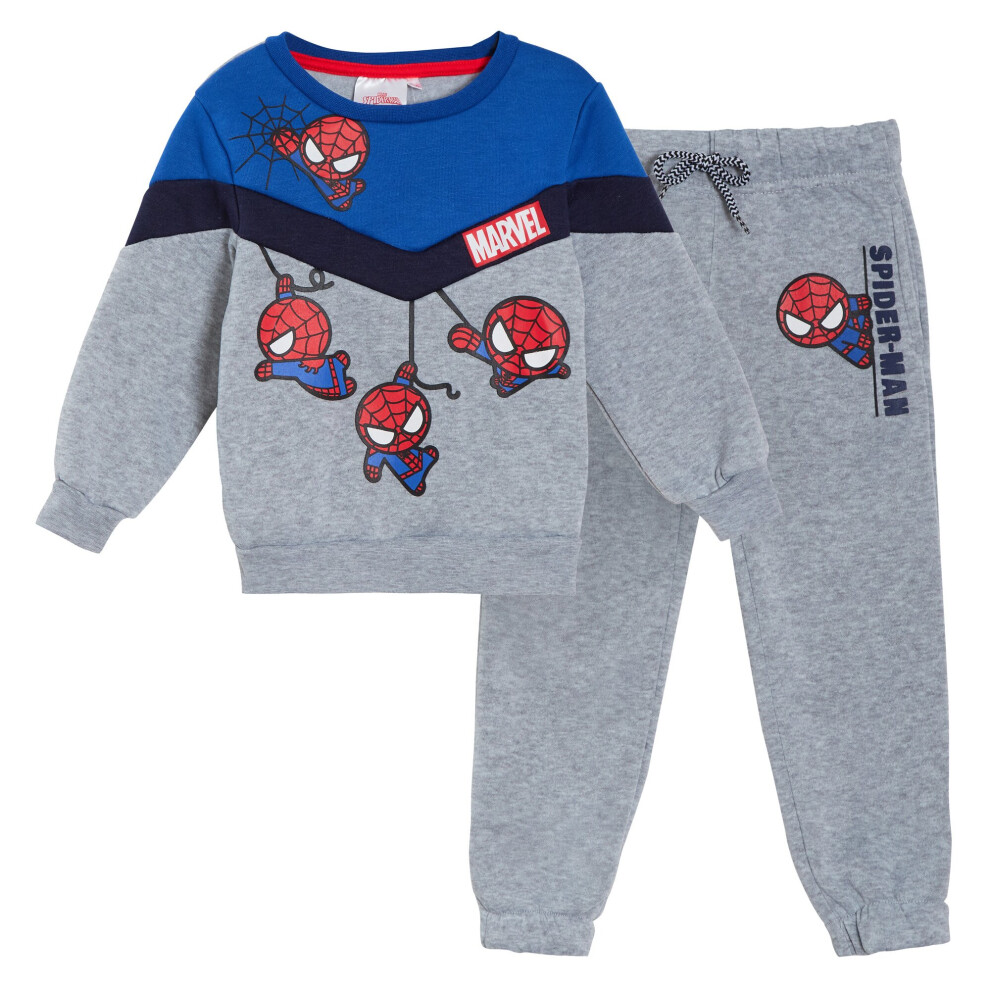 (Grey, 8 Years) Spiderman Fleece Sweatshirt + Joggers Set for Boys Kids Jumper + Jogging Bottoms