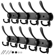 GlazieVault Coat Hooks for Wall - Stainless Steel Coat Racks (2 Pack) - Heavy Duty Coat Hooks Wall Mounted - Black Wall Hanger Wall Hooks and Clothes