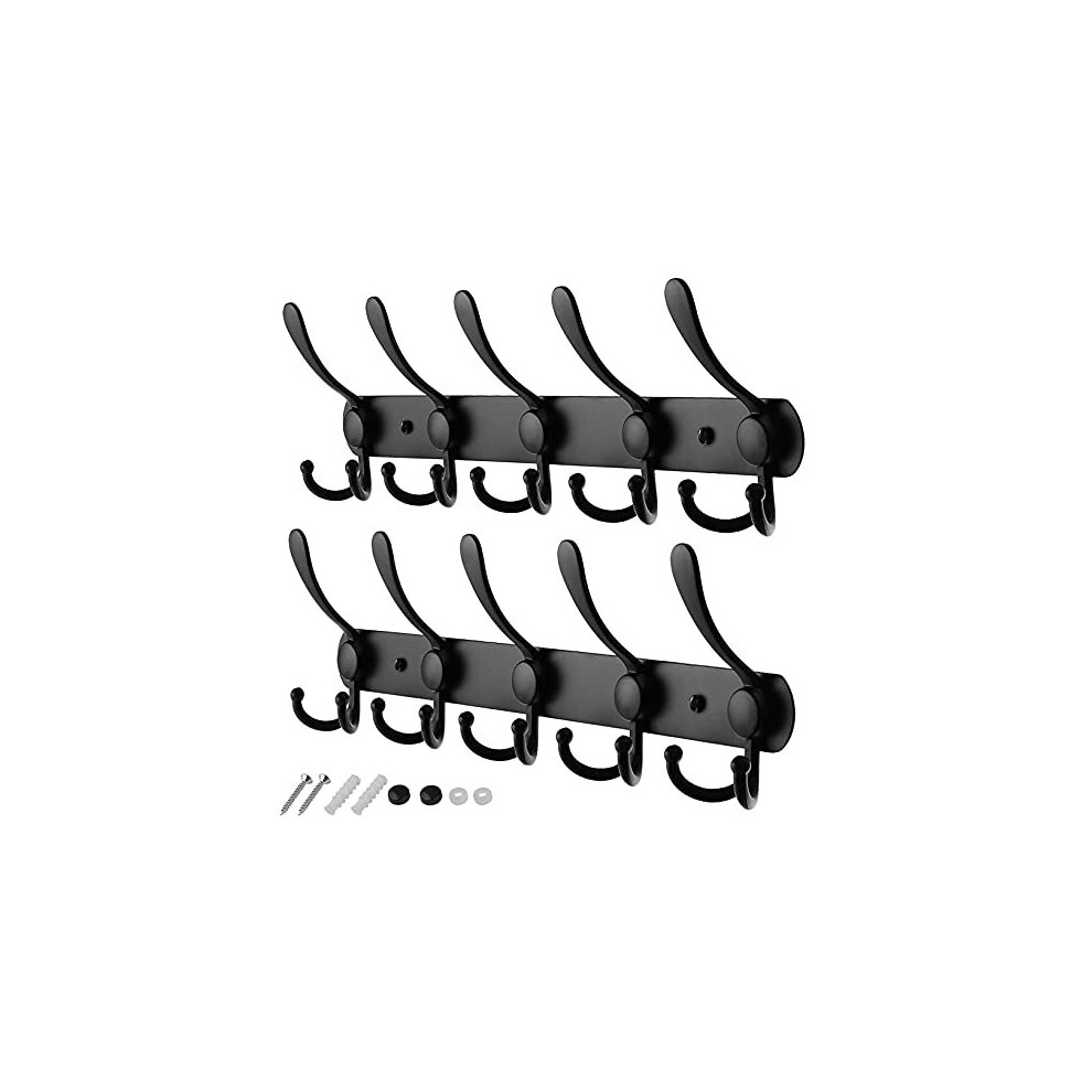 Glazievault Coat Hooks For Wall - Stainless Steel Coat Racks (2 Pack) - Heavy Duty Coat Hooks Wall Mounted - Wall Hanger Wall Hooks And Clothes Black
