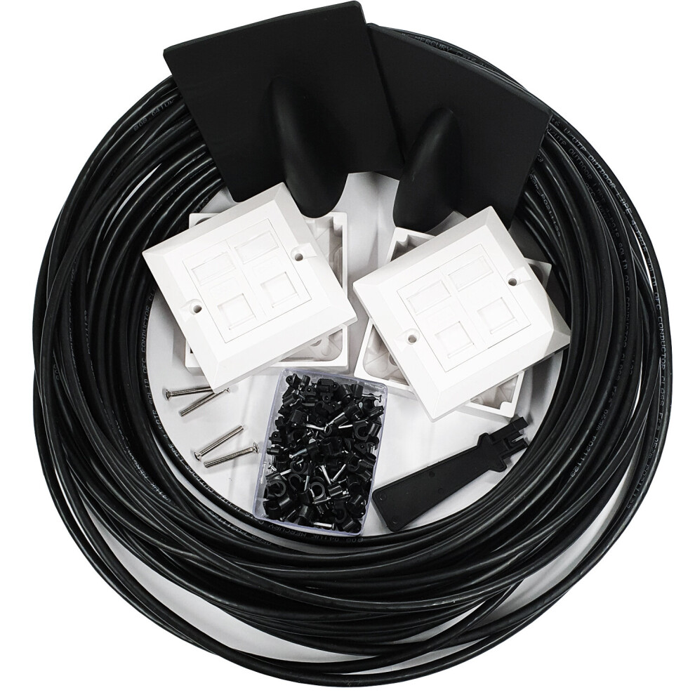 50M CAT6 Extension Outdoor External Cable Kit RJ45 Network Ethernet Face Plate