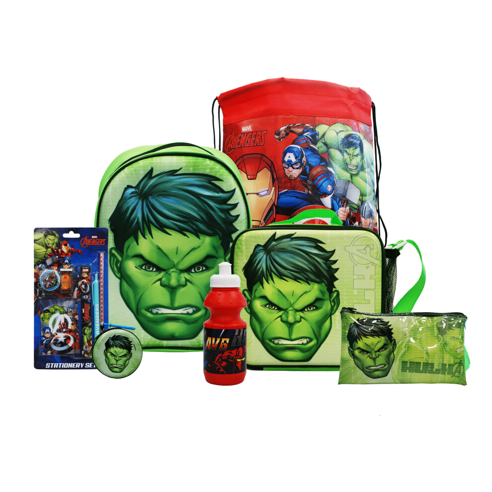 (The Hulk) simpa 7PC Back to School Bundle with 3D backpack