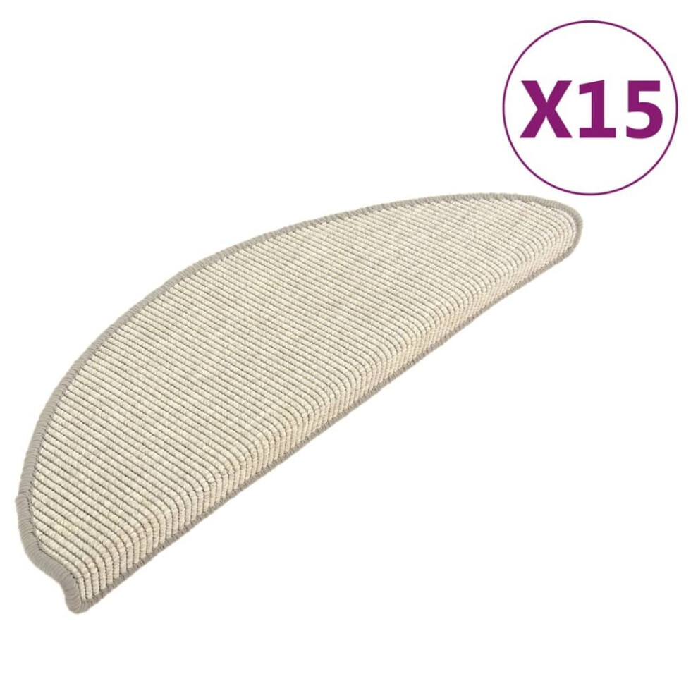 Vidaxl (Silver, 65 X 25 Cm) Self-Adhesive Stair Mats Stair Treads Protector Rug Sisal-Look 15 Pcs