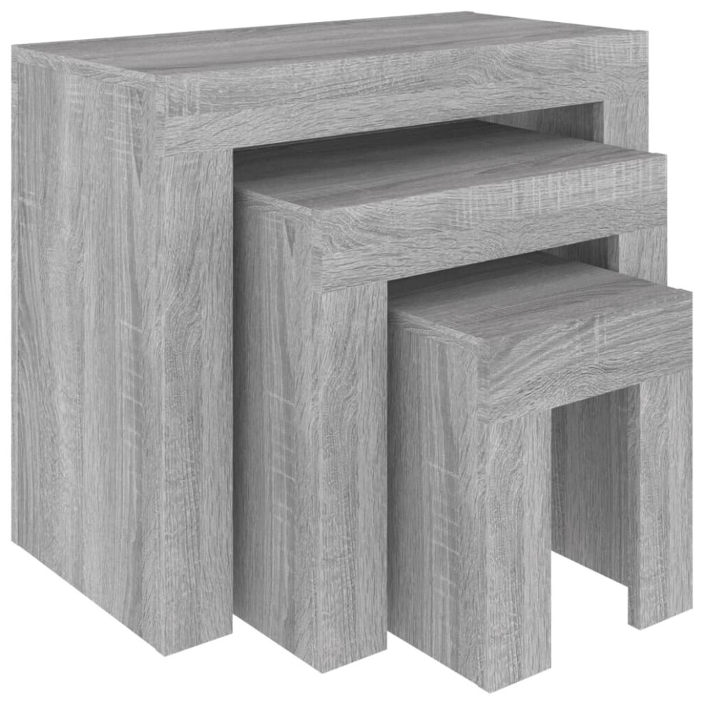 Vidaxl ( Sonoma) Nesting Coffee Tables Hall End Table Side Table Engineered Wood 3 Pcs Grey
