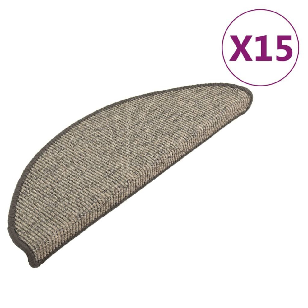 (grey and beige, 65 x 25 cm) vidaXL Self-adhesive Stair Mats Stair Treads Protector Rug Sisal-Look 15 pcs