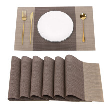 (Dark & Light Brown, 6PCS) Time to Sparkle Placemats Heat-resistant Christmas Halloween Dinning Table Mats Protection Decor Gift Kitchen Home Restaurant Hotel Party Garden