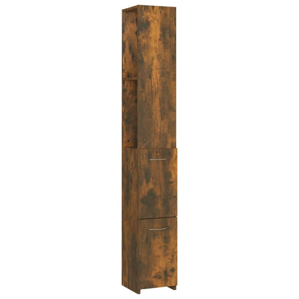 Vidaxl (Smoked Oak) Bathroom Cabinet Cupboard Storage Shelf Washroom Rack Engineered Wood