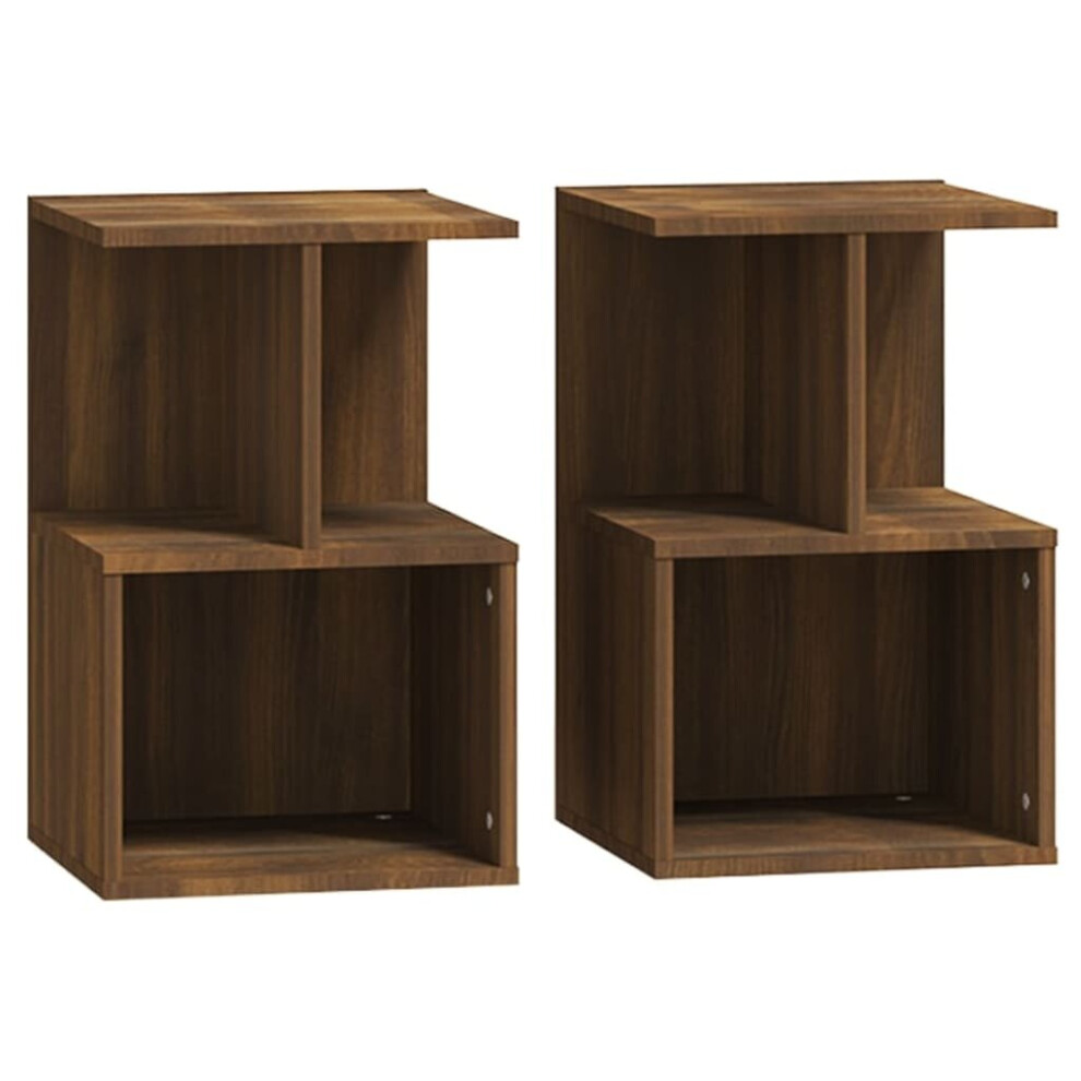 (brown oak, 2) vidaXL 1/2x Bedside Cabinet Chipboard Home Telephone Stand Set Multi Colours