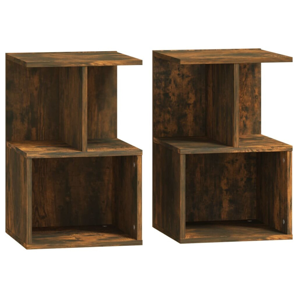 (smoked oak, 2) vidaXL 1/2x Bedside Cabinet Chipboard Home Telephone Stand Set Multi Colours