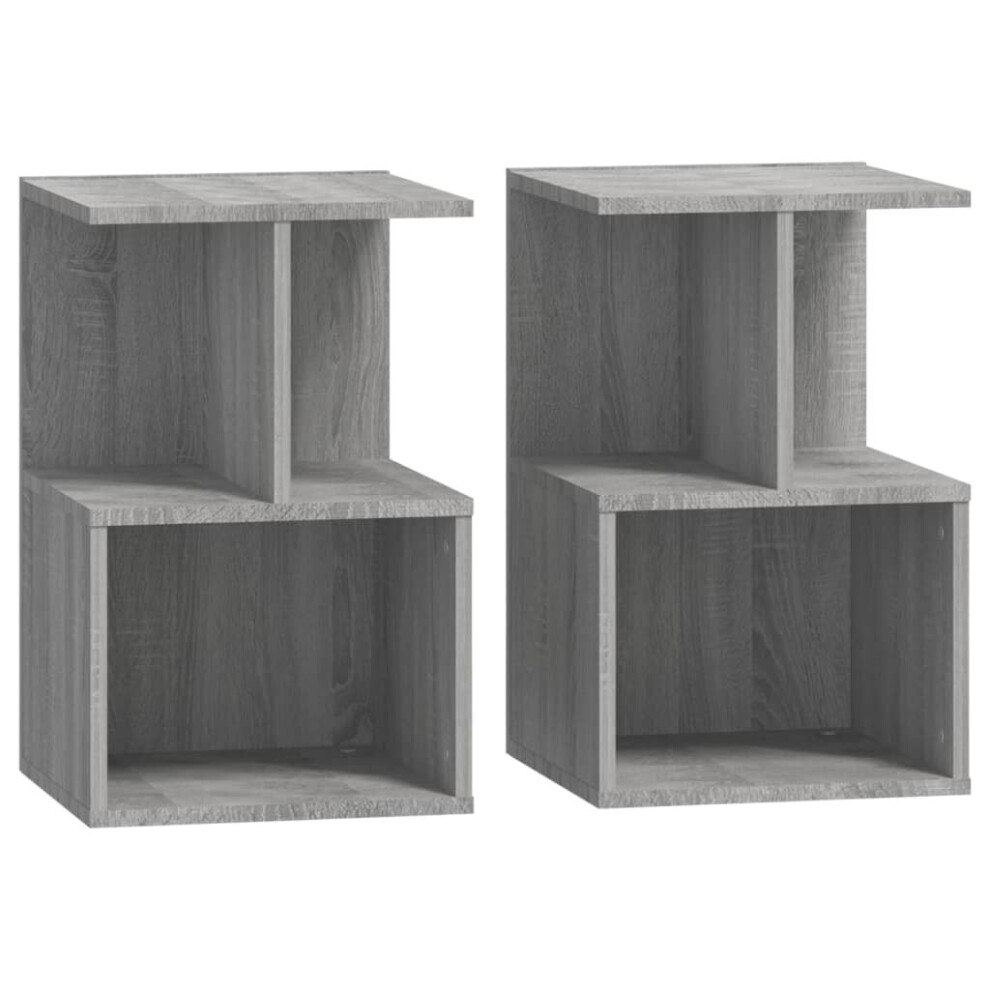 Vidaxl (Grey Sonoma, 2) 1/2X Bedside Cabinet Chipboard Home Telephone Stand Set Multi Colours