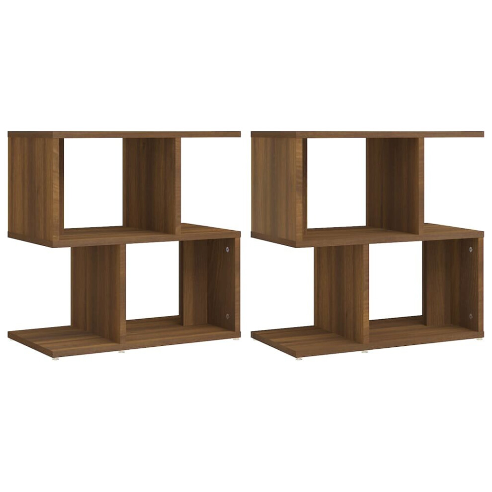 (brown oak, 2) vidaXL 1/2x Bedside Cabinet Chipboard Home Telephone Stand Set Multi Colours