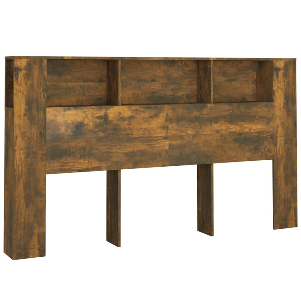 Vidaxl (Smoked Oak) Headboard Cabinet Bedroom Bookcase Backboard Bed Header Storage Cabinet Brown